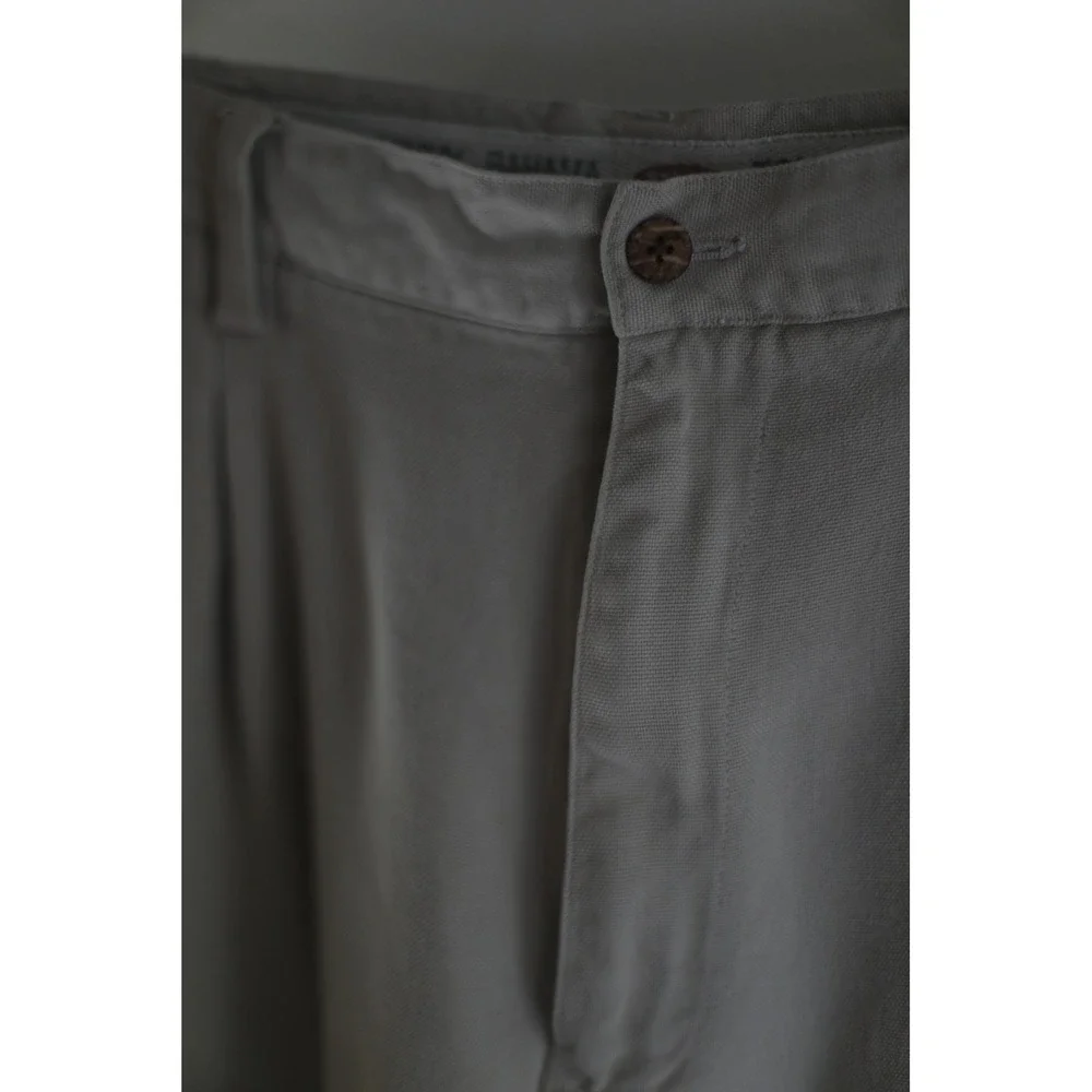 Tommy Bahama Relax Mens 38 Pleated 100% Silk Pants Khaki Beige Relaxed Trousers